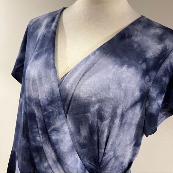 Lane Bryant short sleeve Tie-Dye fake Wrap plus size midi Dress size 18/20 - Picture 2 of 14